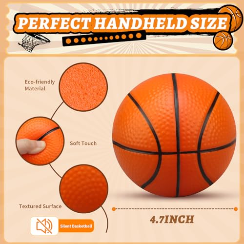LNCOJOLM Mini Foam Basketball Replacement Ball for Indoor Hoop Orange Silent Soft Squeeze Stress Ball Quiet Bouncy Toy for Kids Toddler Beach Pool Indoor Outdoor - Image 5