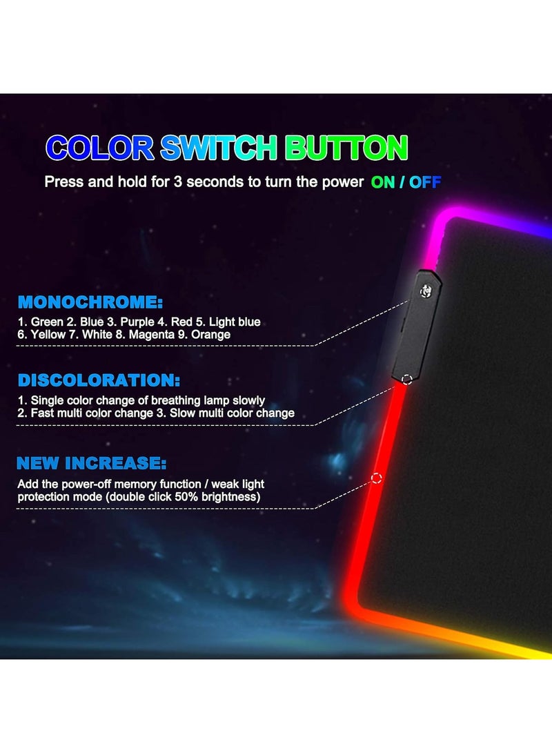 RGB Gaming Mouse Pad - 14 Light Modes Extended Computer Keyboard Mat, Anime LED Mouse Pad Large，High-Performance Mouse Pad Optimized for Gamer 31.5 X 12in... - Image 2