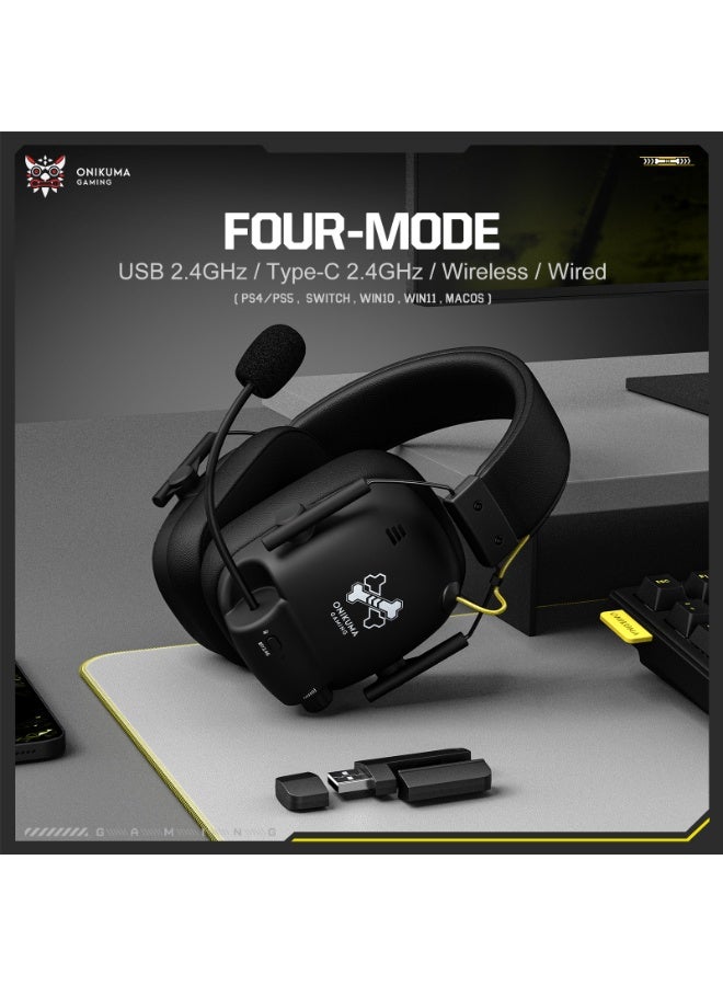 onikuma GT888 Wireless Gaming Headset 2.4G/Bluetooth 5.3/Wired Low Latency Noise Cancelling Mic for PC Mobile - Image 3