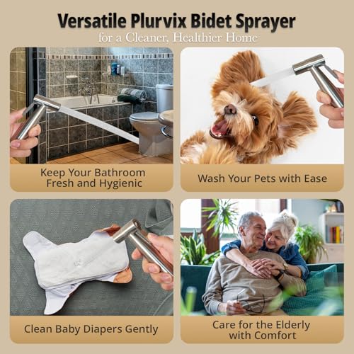 Plurvix Handheld Bidet Sprayer for Toilet – Adjustable Water Pressure, Stainless Steel Jet Spray Kit with Bidet Hose - Feminine Wash, Muslim Shower, Diaper Cleaning - Image 4