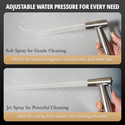 Plurvix Handheld Bidet Sprayer for Toilet – Adjustable Water Pressure, Stainless Steel Jet Spray Kit with Bidet Hose - Feminine Wash, Muslim Shower, Diaper Cleaning - Image 5