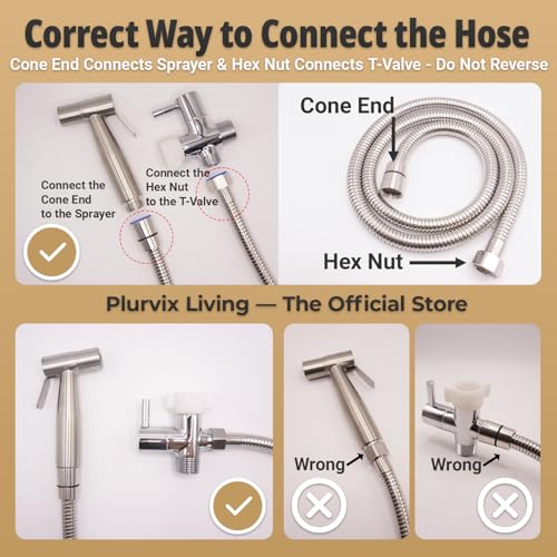 Plurvix Handheld Bidet Sprayer for Toilet – Adjustable Water Pressure, Stainless Steel Jet Spray Kit with Bidet Hose - Feminine Wash, Muslim Shower, Diaper Cleaning - Image 2