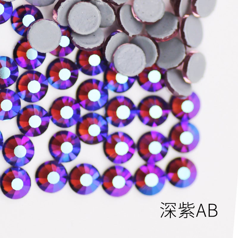 Boutique imitation Olympic bottom AB color hot drilling rubber bottom glass Czech hot drilling rhinestone clothing accessories dance dress accessories 41 dark purple AB