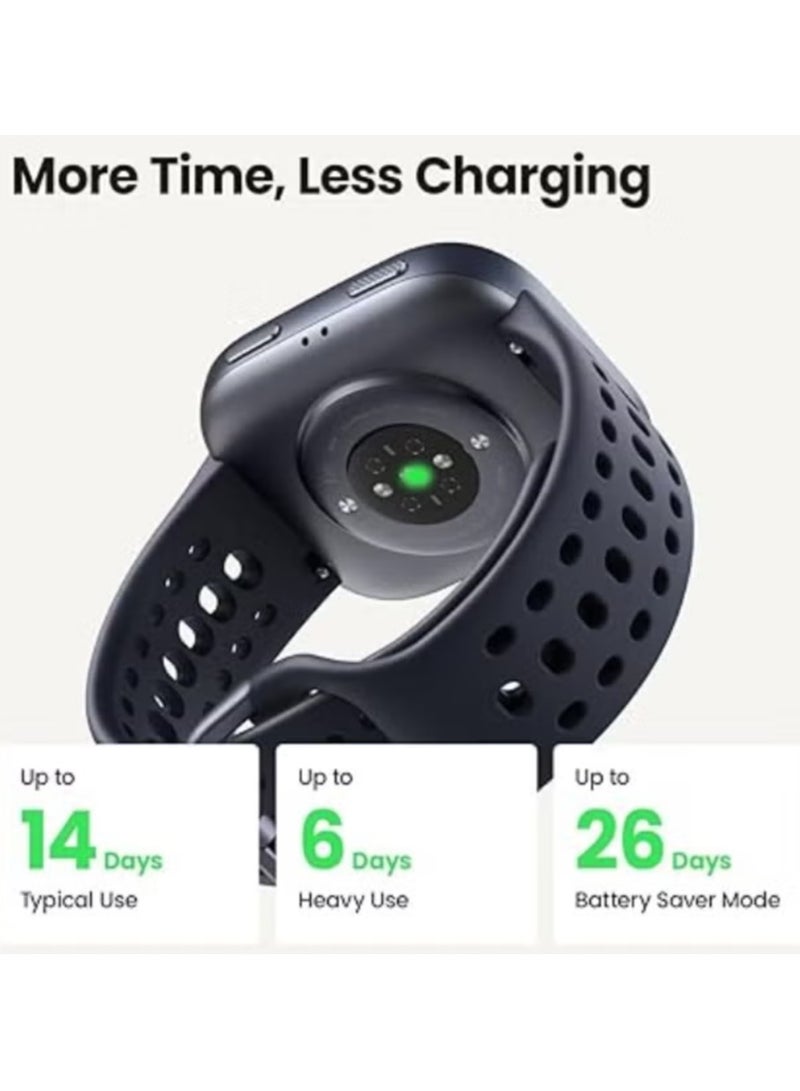 ريبنيو ساعة ذكية Bip 6 مقاس 46 مم، بطارية تدوم حتى 14 يومًا، شاشة AMOLED مقاس 1.97 بوصة، نظام تحديد المواقع العالمي (GPS) وخرائط مجانية، ذكاء اصطناعي، مكالمات ورسائل نصية عبر البلوتوث، متتبع الصحة واللياقة البدنية والنوم، أكثر من 140 وضعًا للتمرين، مقاومة للماء حتى عمق 5 أمتار، لون أسود - Image 2