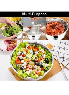 Uwals Mixing Bowls with Airtight Lids Set, 3PCS Stainless Steel Black Nesting Bowls, Kitchen Bowls with Non-Slip Bottoms, Size 30, 26, 22 CM for Mixing & Serving  - Image 5