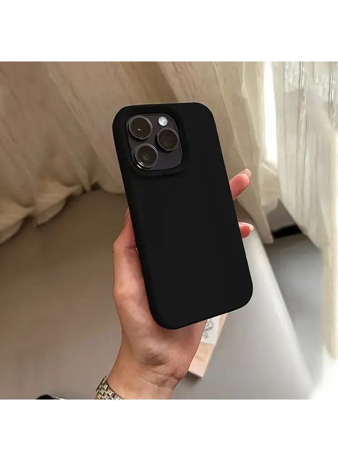 غطاء حماية من TPU السائل الأسود الكلاسيكي الجديد بالكامل بتصميم بسيط، مصمم خصيصًا لهاتف iPhone 16، مقاوم للصدمات والسقوط، غطاء يومي للهاتف، مقاوم للصدمات القوية، غطاء هاتف بلون ثابت وعصري، واقي عالي الجودة ومتين - Image 5