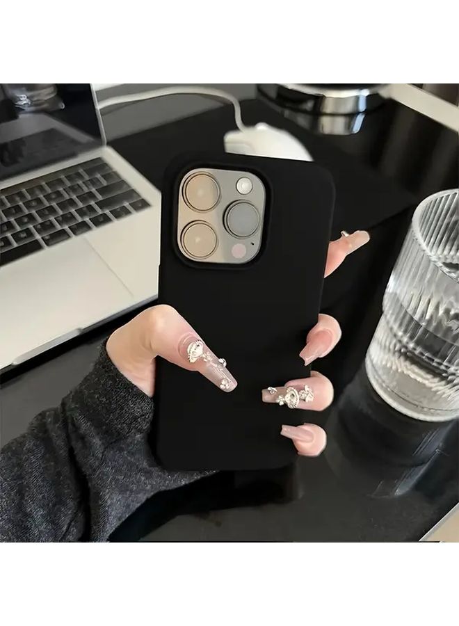 غطاء حماية من TPU السائل الأسود الكلاسيكي الجديد بالكامل بتصميم بسيط، مصمم خصيصًا لهاتف iPhone 16، مقاوم للصدمات والسقوط، غطاء يومي للهاتف، مقاوم للصدمات القوية، غطاء هاتف بلون ثابت وعصري، واقي عالي الجودة ومتين - Image 2