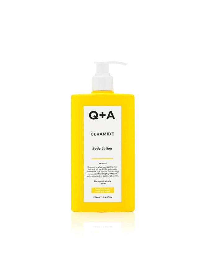 Q+A Ceramide Body Lotion, for Nourishing body care with Squalane, Ceramides, and a barrier-protecting Sugar Complex, provides the deep moisturisation you'd expect from a Body Butter, 8.45fl.oz