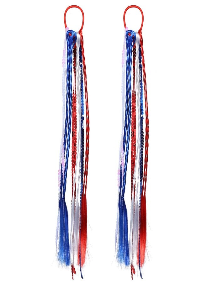 KCHIES 4th of July Patriotic American Flag Elastic Hair Ties Bands Red White Blue Hair Pieces Ponytail Holder Outfits Decor Accessories Memorial Independence Day Gift for Women Girls - Image 1
