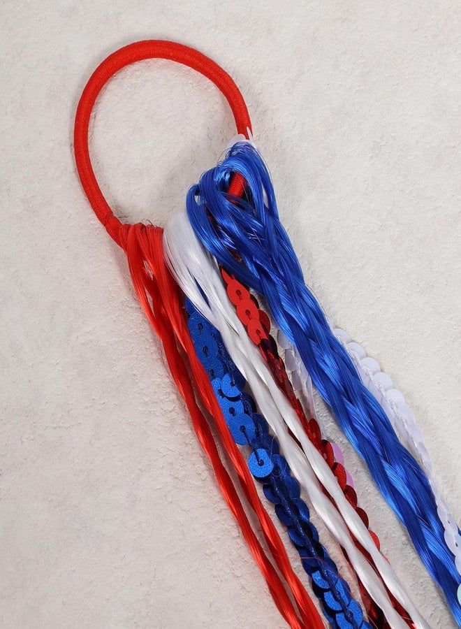 KCHIES 4th of July Patriotic American Flag Elastic Hair Ties Bands Red White Blue Hair Pieces Ponytail Holder Outfits Decor Accessories Memorial Independence Day Gift for Women Girls - Image 3