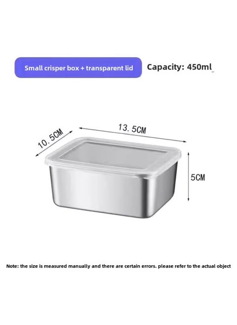[Cross-border Explosions] Stainless Steel Fresh-keeping Box Sealed Refrigerator Dumplings Frozen Fruit Sample Storage With Lid-Specifications:【430】13.5*10.5*5 [with Lid] Weight 63g-Color:Single Set