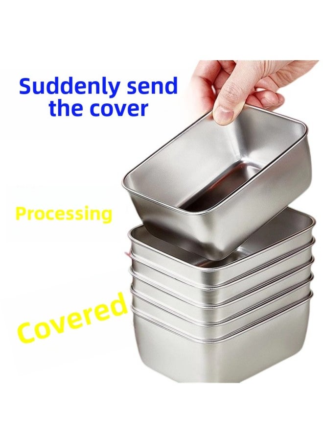 Generic - [Cross-border Explosions] Stainless Steel Fresh-keeping Box Sealed Refrigerator Dumplings Frozen Fruit Sample Storage With Lid-Specifications:【430】13.5*10.5*5 [with Lid] Weight 63g-Color:Single Set - Image 1
