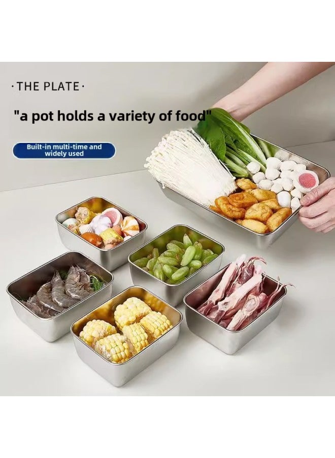 Generic - [Cross-border Explosions] Stainless Steel Fresh-keeping Box Sealed Refrigerator Dumplings Frozen Fruit Sample Storage With Lid-Specifications:【430】13.5*10.5*5 [with Lid] Weight 63g-Color:Single Set - Image 1