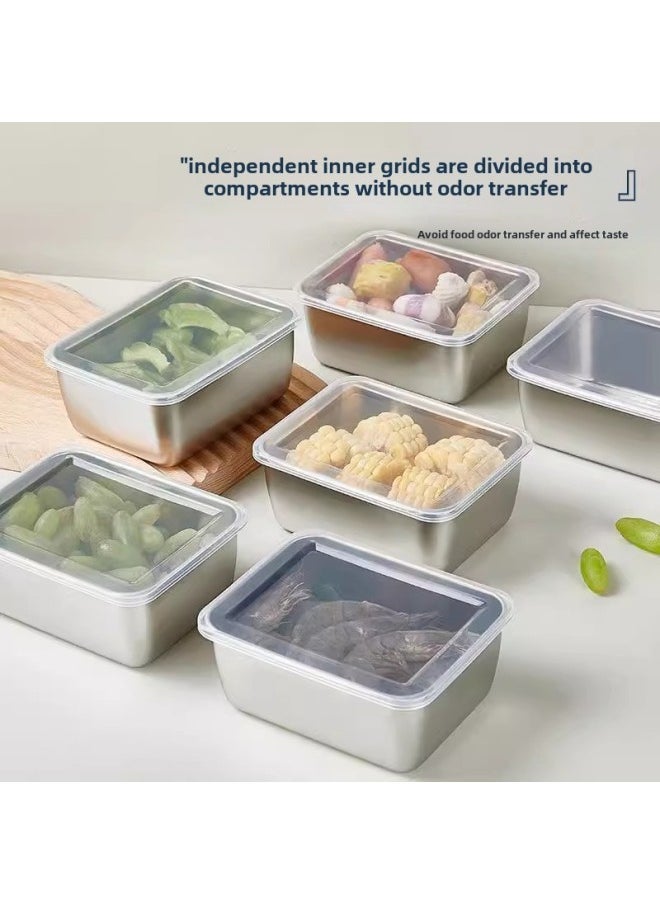 Generic - [Cross-border Explosions] Stainless Steel Fresh-keeping Box Sealed Refrigerator Dumplings Frozen Fruit Sample Storage With Lid-Specifications:【430】13.5*10.5*5 [with Lid] Weight 63g-Color:Single Set - Image 1