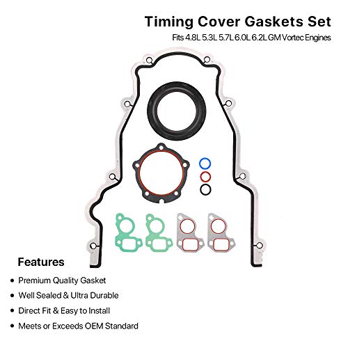 MNJWS Timing Cover Gasket Set - Compatible with 4.8L 5.3L 5.7L 6.0L 6.2L Chevy Silverado, Suburban, Tahoe, GMC Sierra, Yukon, Savana, Cadillac Escalade - Replace 12633904 TCS45993 - Image 4