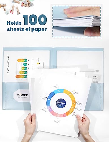 SUNEE Folders with Pockets (6 Pack, Pastel Colors), Plastic Folder with Pocket, Poly Folder for Documents Letter Size, 2 Pocket Folders for Kids, Home, School, Office - Image 4