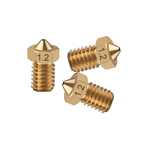 TESSERACT 1.2mm Extruder Nozzle For 3D Printer | V6 Type Brass Nozzle for 3D Printing | Made in India Compatible With E3D V6 And E3D V5 J-Head Hotend And M6 Threaded Extruder (Qty- 3 Nozzles V6 1.2mm) - Image 1