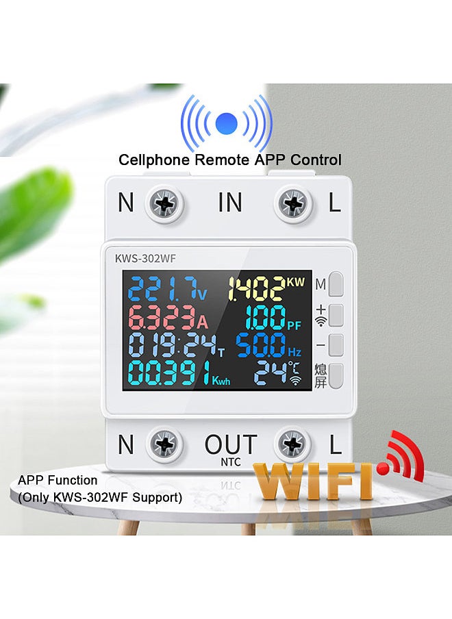 Generic - Tuya WiFi 8in1 Power Meter Color Screen 2P Multi-function AC Energy Meter Mobilephone Remotely APP Control 170-270V/63A Voltage and Current Meter Standard Rail Mounting - Image 1