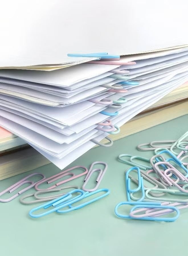 واي جيه مشابك ورق ملونة، 200 قطعة 29 ملم مشابك ورق ملونة مشابك ورقية مثالية للمنزل والمدرسةواستخدام المكتب ملونة (لون موراندي، 10*29 ملم) - Image 5