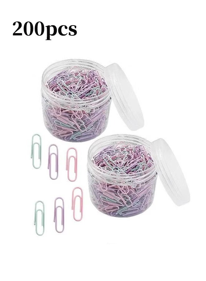 واي جيه مشابك ورق ملونة، 200 قطعة 29 ملم مشابك ورق ملونة مشابك ورقية مثالية للمنزل والمدرسةواستخدام المكتب ملونة (لون موراندي، 10*29 ملم) - Image 1