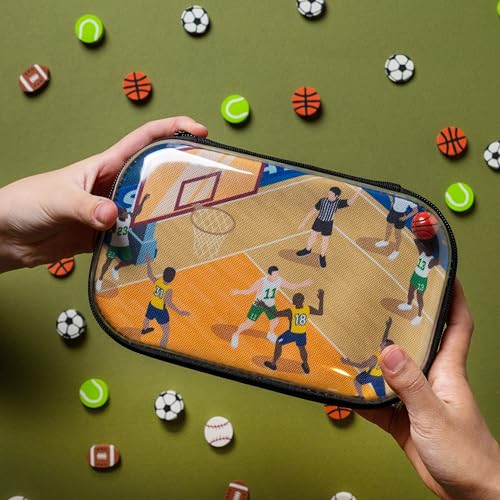 ZIPIT Clear Top Pencil Case for Kids, Durable Pencil Box for School, Large Capacity Stationery Organizer Box, Basketball - Image 5