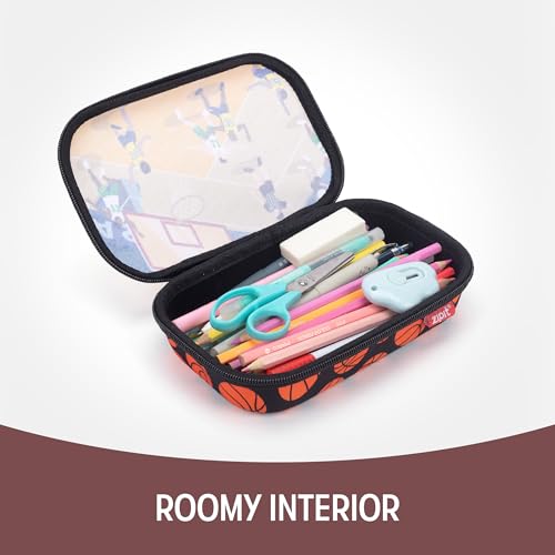 ZIPIT Clear Top Pencil Case for Kids, Durable Pencil Box for School, Large Capacity Stationery Organizer Box, Basketball - Image 4