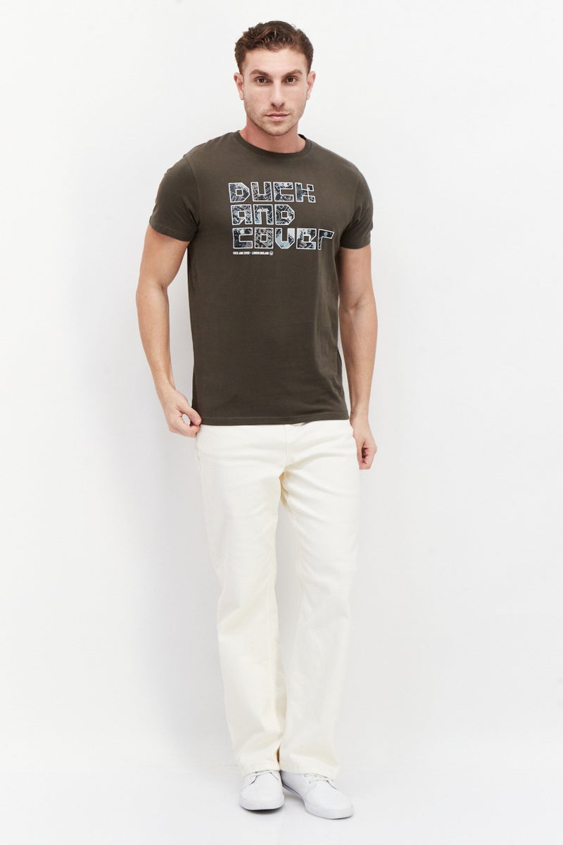 DUCK AND COVER Men Round Neck Short Sleeve Graphic Print T-Shirt, Dark Olive - Image 3