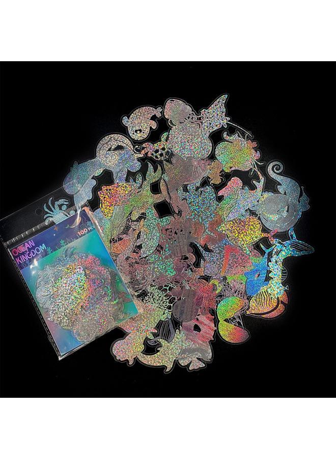 Bluejw 100 Transparent Laser Stickers Underwater World Stickers PET Colorful Goo Card Material Decoration DIY Stickers - Image 2