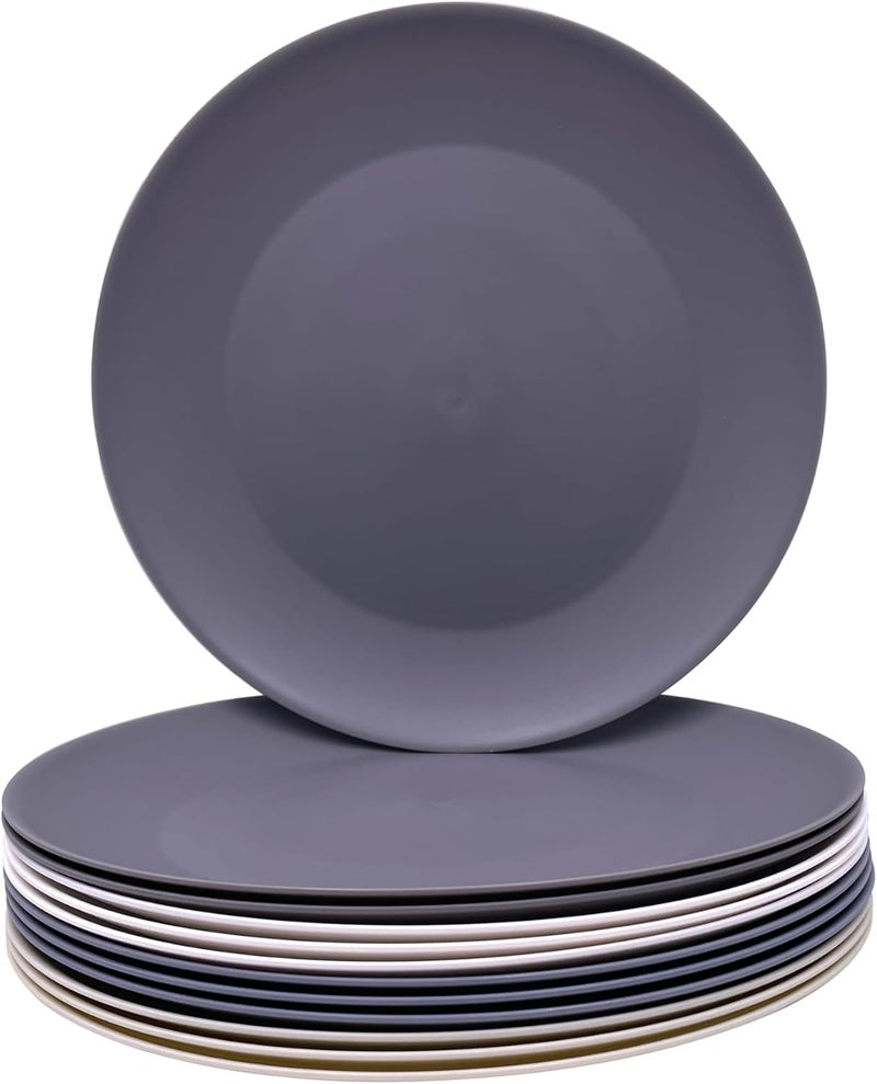 AOYITE Plastic Dinner Plates Reusable Unbreakable Salad Plates set of 12 BPA Free Microwave  Dishwasher Safe Party Plate for Any Occasion BBQ Travel Events - Image 1