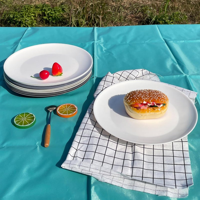 AOYITE Plastic Dinner Plates Reusable Unbreakable Salad Plates set of 12 BPA Free Microwave  Dishwasher Safe Party Plate for Any Occasion BBQ Travel Events - Image 3
