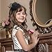 Zinniday Tea Party Fascinator Set Hat Set for Girls 1920s Costume Party Black High Tea Pary Church Top Hats with Pearl Necklace Earring Hand Fan and Lace Gloves Kit - Image 3