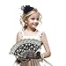 Zinniday Tea Party Fascinator Set Hat Set for Girls 1920s Costume Party Black High Tea Pary Church Top Hats with Pearl Necklace Earring Hand Fan and Lace Gloves Kit - Image 2