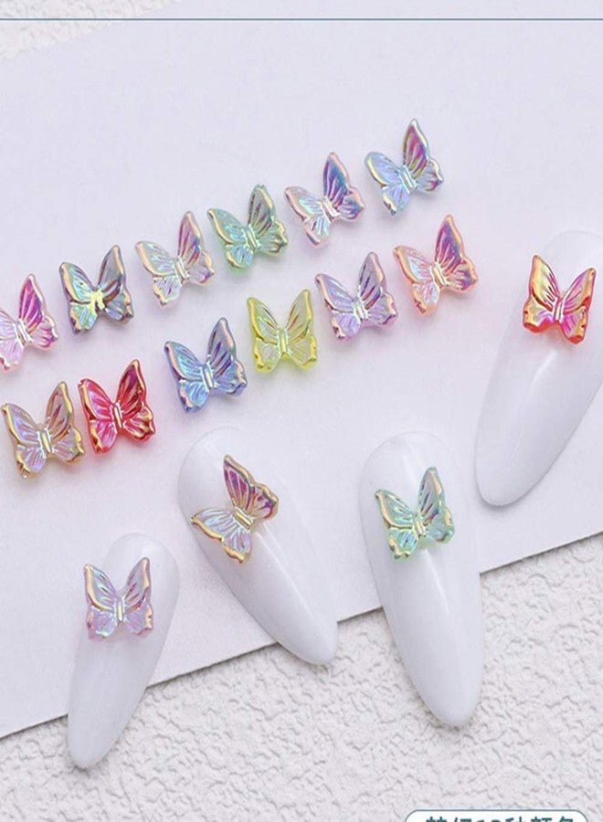 SUKPSY 50 Pcs 3D Mix Color Cute Butterfly Resin Nail Art Decorations Aurora Glitter Nail Charm Ornaments for Nail Art Design Manicure Accessories - Image 1