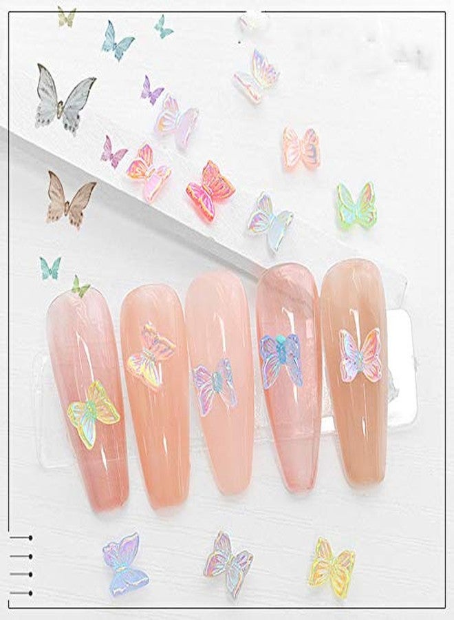 SUKPSY 50 Pcs 3D Mix Color Cute Butterfly Resin Nail Art Decorations Aurora Glitter Nail Charm Ornaments for Nail Art Design Manicure Accessories - Image 4