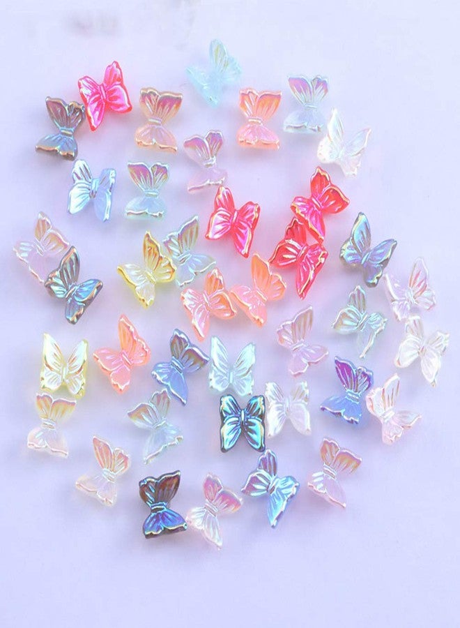 SUKPSY 50 Pcs 3D Mix Color Cute Butterfly Resin Nail Art Decorations Aurora Glitter Nail Charm Ornaments for Nail Art Design Manicure Accessories - Image 2