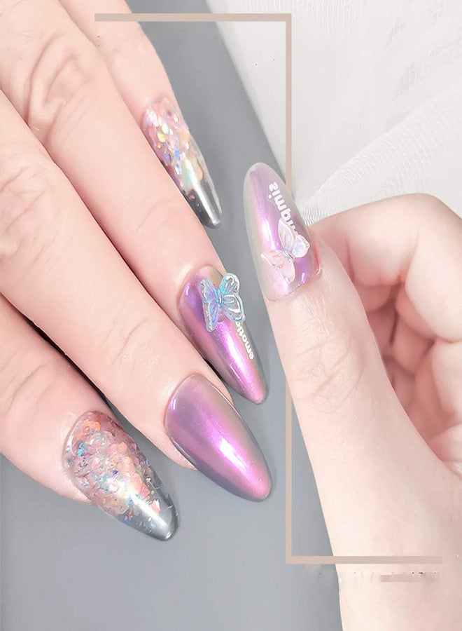 SUKPSY 50 Pcs 3D Mix Color Cute Butterfly Resin Nail Art Decorations Aurora Glitter Nail Charm Ornaments for Nail Art Design Manicure Accessories - Image 3