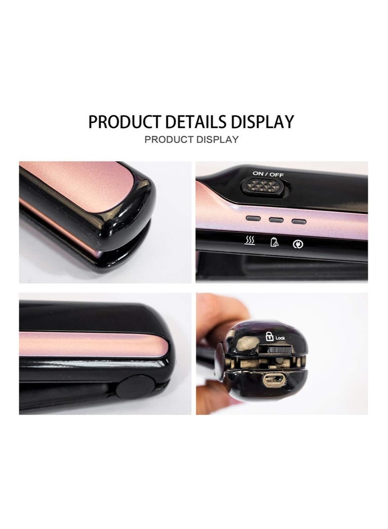 SOLARAE Light Weight Cordless Rechargable Hair Straightening Irons Black/Pink - Image 4