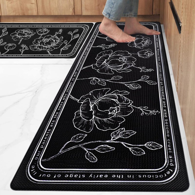 Rottogoon Kitchen Floor Mat Set of 2, Cushioned Anti Fatigue Kitchen Mat 17"x47"+17"x29", Non-Slip Waterproof Kitchen Rug, Premium PVC Comfort Kitchen Mats and Rugs for Kitchen, Office, Home, Laundry - Image 1