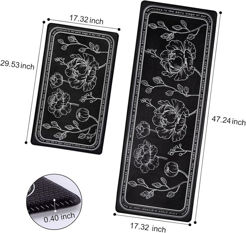 Rottogoon Kitchen Floor Mat Set of 2, Cushioned Anti Fatigue Kitchen Mat 17"x47"+17"x29", Non-Slip Waterproof Kitchen Rug, Premium PVC Comfort Kitchen Mats and Rugs for Kitchen, Office, Home, Laundry - Image 2