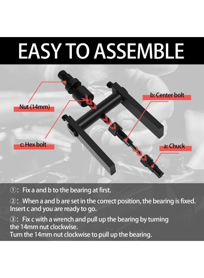 10PCS Motorcycle Blind Hole Bearing Puller Tool Kits with Instructions, 8-25MM Motorcycle Wheel Inner Bearing Removal Puller Tool Set, Bearing Separator Puller Set with Box - Image 3