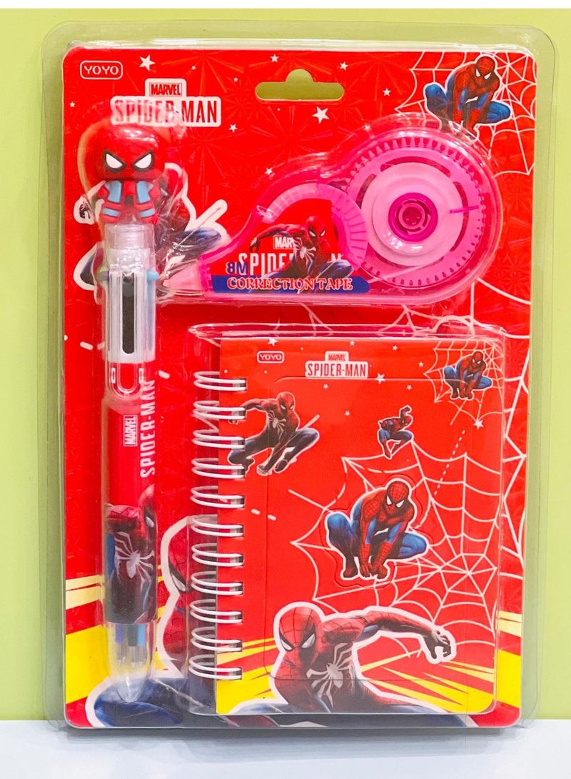 Generic Cute stationery set 3-piece set, - including correction tape, notebook, multi-color ballpoint pen Portable office supplies, fun gift for painting 