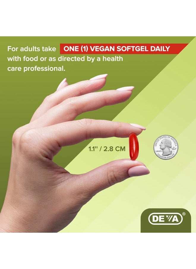 Deva Vegan Omega-3 DHA EPA Supplement - Once-Per-Day Softgel 500 MG - Carrageenan Free - Gelatin Free - Non-Fish - Algae Oil Omega-3 Fatty Acids - 60 Softgels  - Image 4