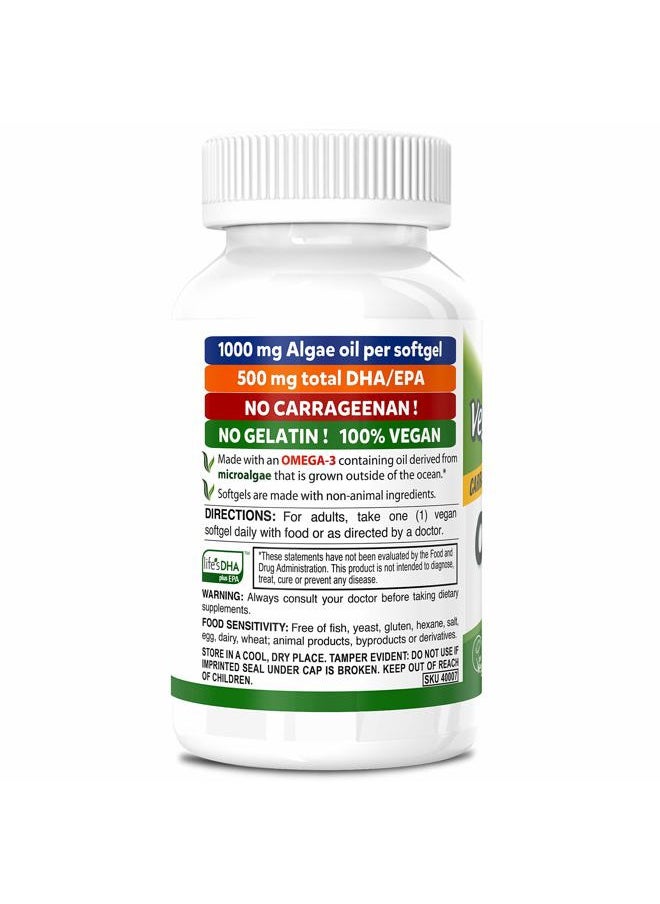 Deva Vegan Omega-3 DHA EPA Supplement - Once-Per-Day Softgel 500 MG - Carrageenan Free - Gelatin Free - Non-Fish - Algae Oil Omega-3 Fatty Acids - 60 Softgels  - Image 3