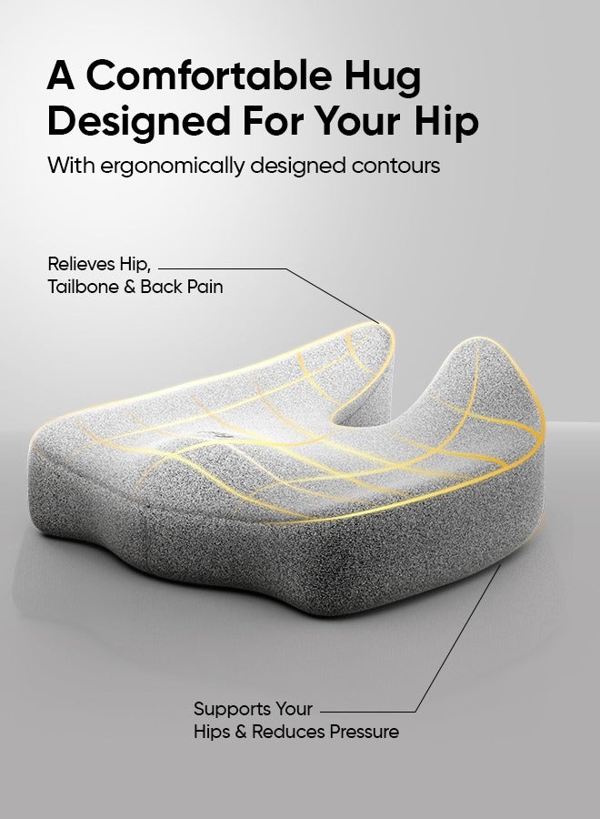 Frido Ultimate Pro Seat Cushion & Posture Corrector Backrest Cushion Combo, Relieves Back, Coccyx Pain, Hi-Per Foam Tech for Orthopedic Support, for Long Sitting Hours on Office/Home Chair, Grey - Image 3