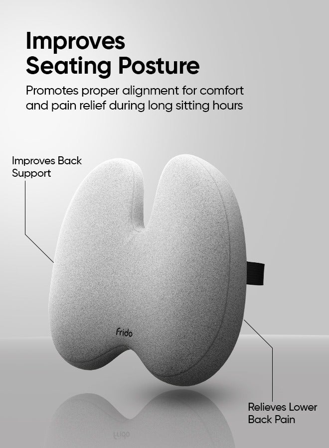 Frido Ultimate Pro Seat Cushion & Posture Corrector Backrest Cushion Combo, Relieves Back, Coccyx Pain, Hi-Per Foam Tech for Orthopedic Support, for Long Sitting Hours on Office/Home Chair, Grey - Image 4