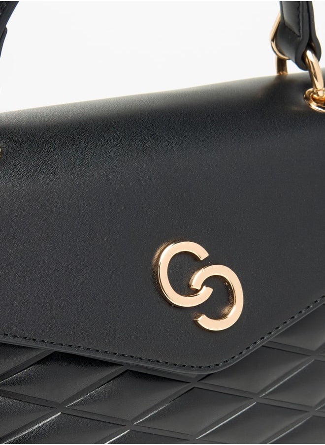 Celeste Women Quilted Satchel Bag with Button Closure and Grab Handle  - Image 3