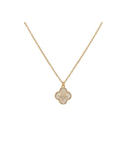 Luxury Crystal Four-Leaf Pendant Necklace Diamond four-leaf flower pendant necklace (thick gold plating)