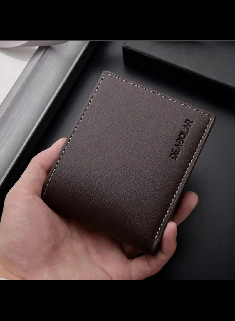 ديبولار محفظة رجالية، محفظة جيب بيفولد مع نافذة هوية، قهوة 11.8 × 9.5 × 2 سم - Image 2