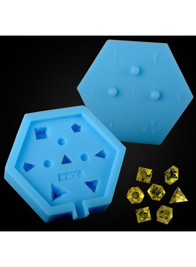 CZYY DND Dice Mold Silicone 7 Standard Polyhedral Sharp Edge Dice Slab Mould for D&D, Tabletop RPG - Image 1