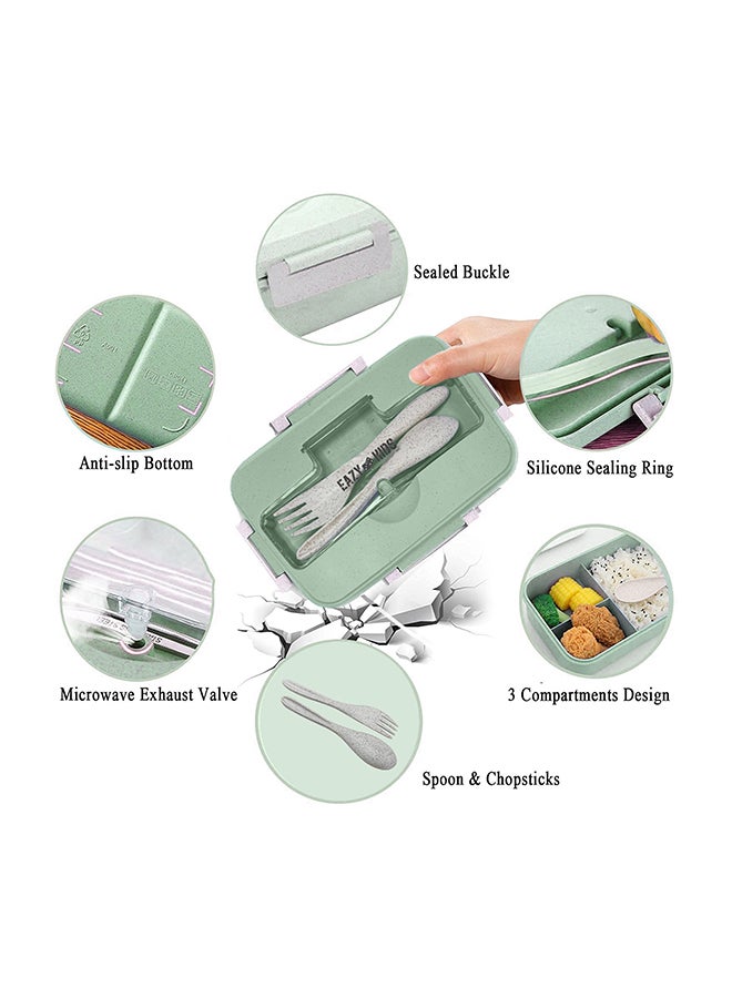 Eazy Kids Eazy Kids Wheat Straw Leakproof Eco Bento Lunch Box - Green (1000ml) - Image 3